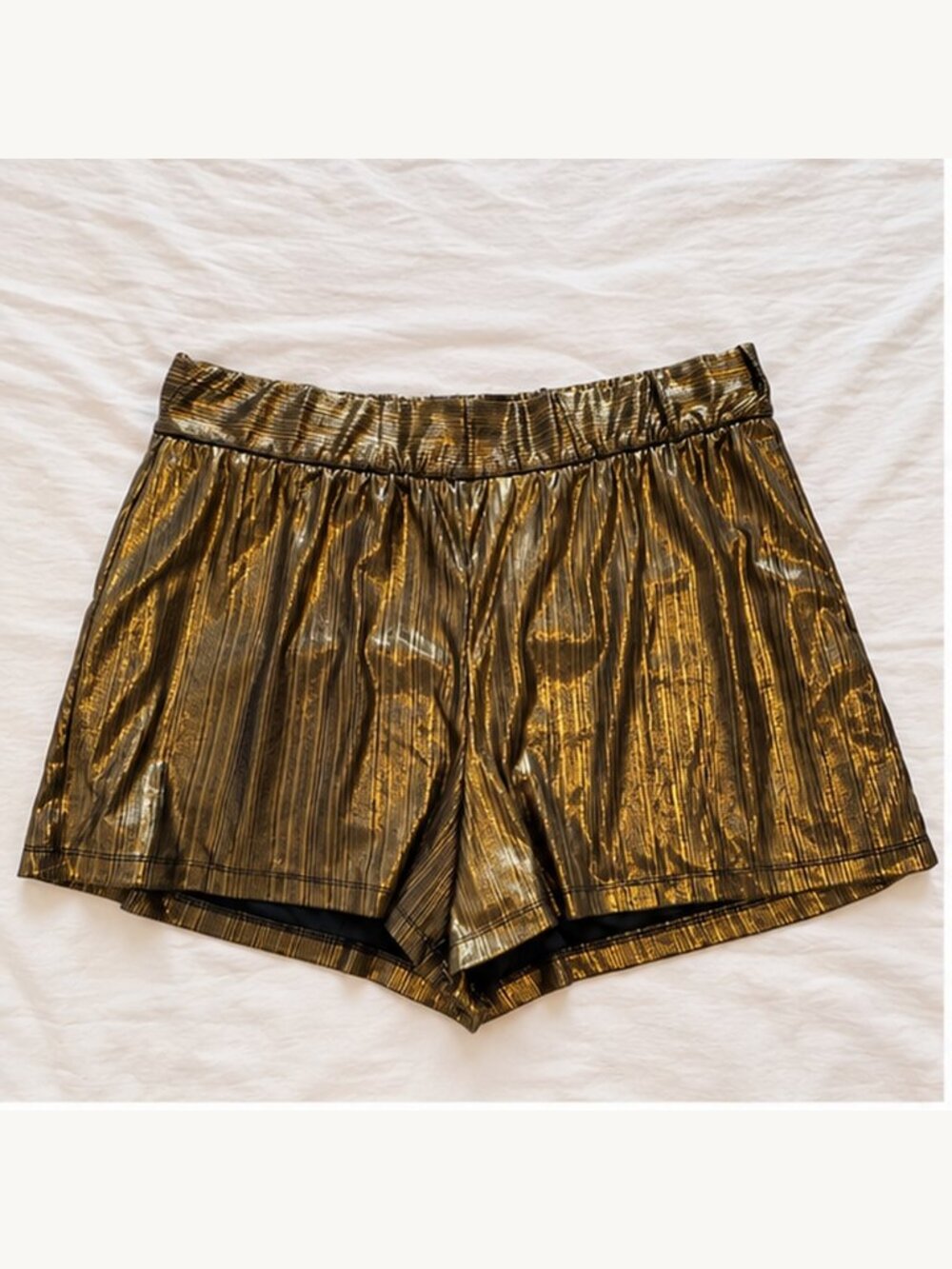 Monki Gold Metallic Shorts Size Small